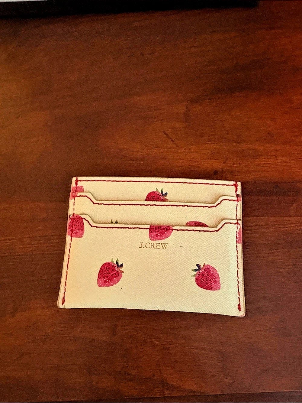 J.Crew Strawberry Print Card Holder